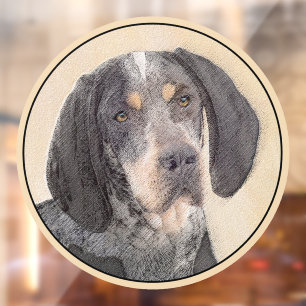 Bluetick Coonhound Painting - Cute Original Dog Ar Window Cling
