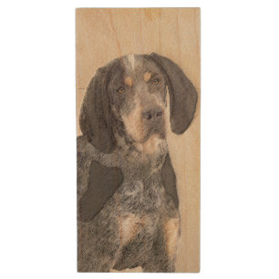 Bluetick Coonhound Painting - Cute Original Dog Ar Wood Flash Drive