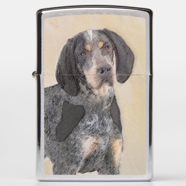 Bluetick Coonhound Painting - Cute Original Dog Ar Zippo Lighter (Front)