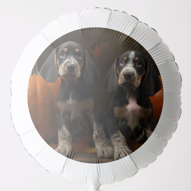 Bluetick Coonhound Puppy Autumn Delight Pumpkin  Balloon (Front)
