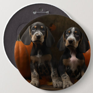 Bluetick Coonhound Puppy Autumn Delight Pumpkin Button