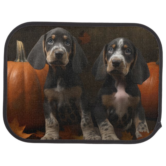 Bluetick Coonhound Puppy Autumn Delight Pumpkin  Car Floor Mat (Rear)