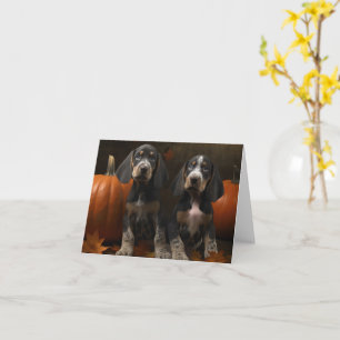 Bluetick Coonhound Puppy Autumn Delight Pumpkin  Card