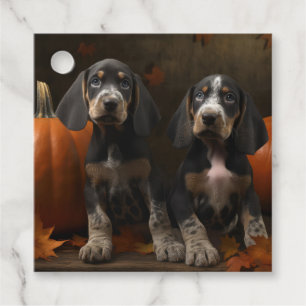Bluetick Coonhound Puppy Autumn Delight Pumpkin  Favor Tags