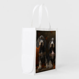 Bluetick Coonhound Puppy Autumn Delight Pumpkin  Grocery Bag