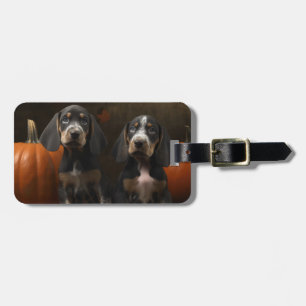 Bluetick Coonhound Puppy Autumn Delight Pumpkin Luggage Tag