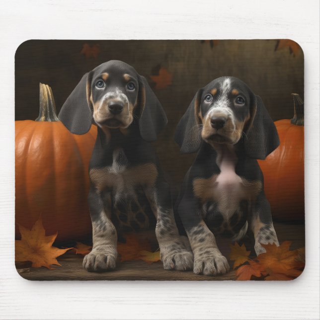 Bluetick Coonhound Puppy Autumn Delight Pumpkin  Mouse Pad (Front)