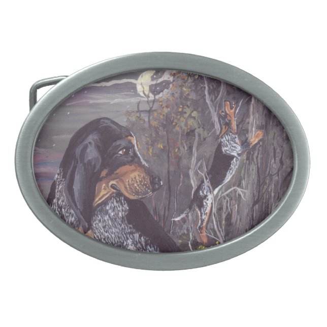 Bluetick Coonhound Puppy Dreamer Belt Buckle (Front)