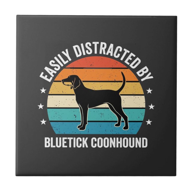 Bluetick Coonhound Retro Sunset Dog Ceramic Tile (Front)