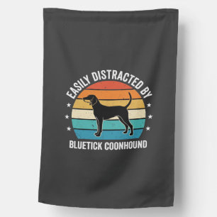 Bluetick Coonhound Retro Sunset Dog House Flag
