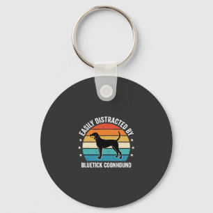 Bluetick Coonhound Retro Sunset Dog Keychain