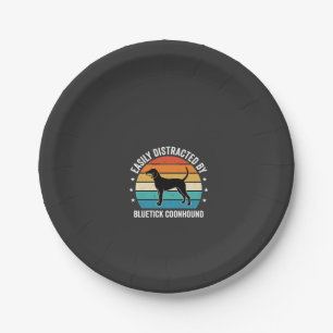 Bluetick Coonhound Retro Sunset Dog Paper Plates