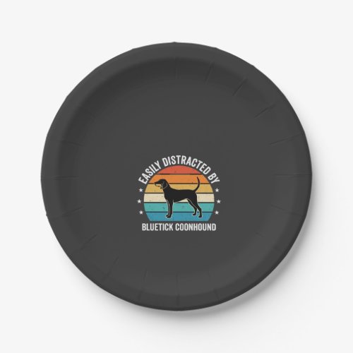 Bluetick Coonhound Retro Sunset Dog Paper Plates