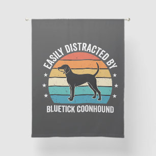 Bluetick Coonhound Retro Sunset Dog Sheer Curtains