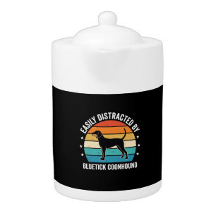 Bluetick Coonhound Retro Sunset Dog Teapot
