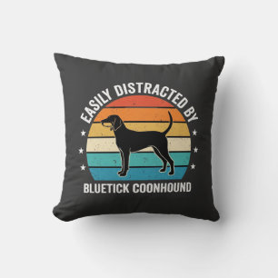Bluetick Coonhound Retro Sunset Dog Throw Pillow