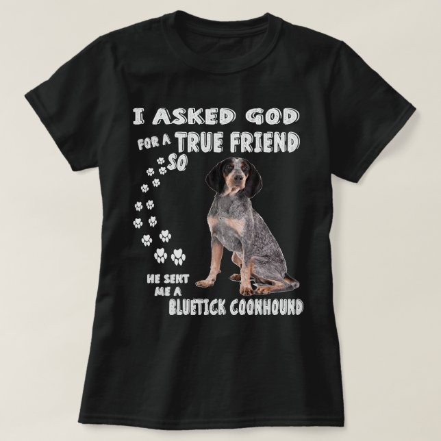 Bluetick Coonhound Saying Mom Dad Print, Raccoon H T-Shirt (Design Front)