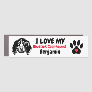 Bluetick Coonhound Silhouette Heart Pawprint Car Magnet