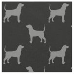 Bluetick Coonhound Silhouettes Grey and Black Fabric