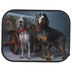 Bluetick Coonhound Snowy Sleigh Christmas Decor Car Floor Mat