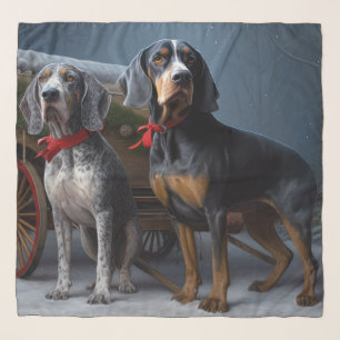 Bluetick Coonhound Snowy Sleigh Christmas Decor  Scarf