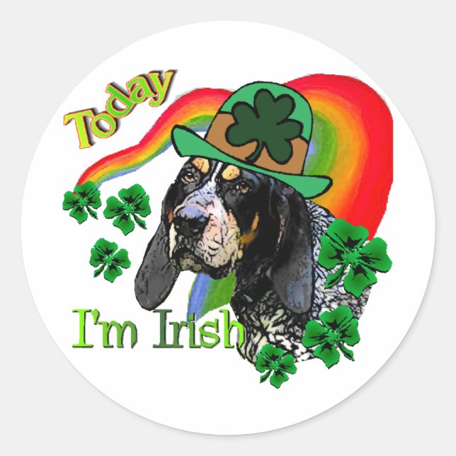 Bluetick Coonhound St Patricks Classic Round Sticker (Front)