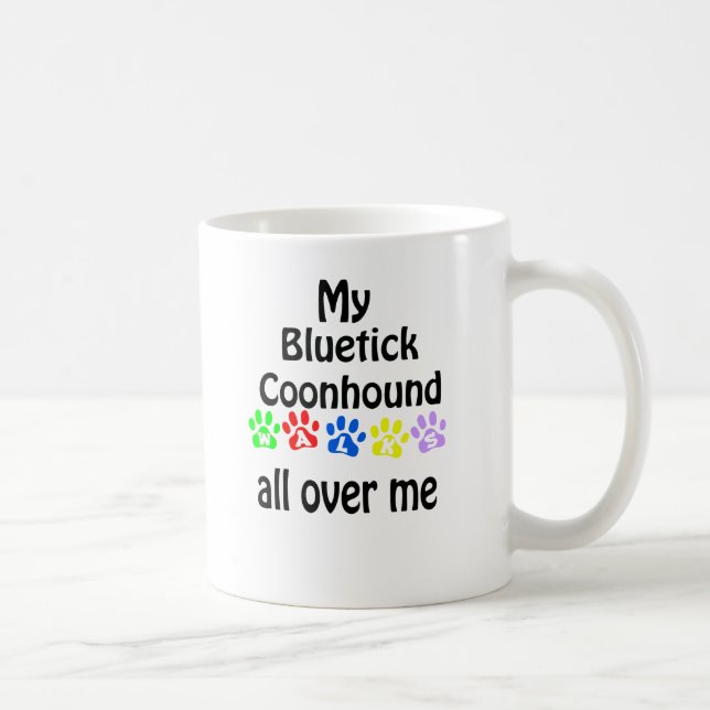 Bluetick Coonhound Walks Design Coffee Mug (Right)