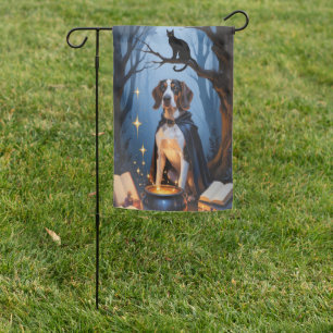 Bluetick Coonhound Whimsical Halloween Painting Garden Flag