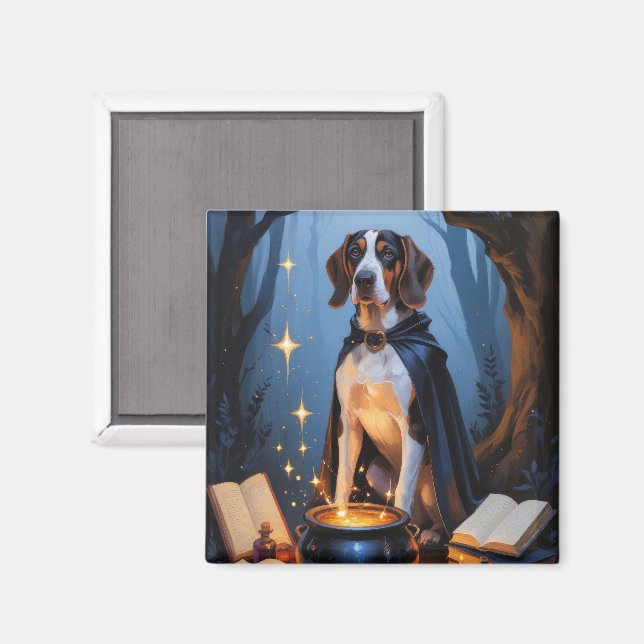 Bluetick Coonhound Whimsical Halloween Painting Magnet (Front/Back)