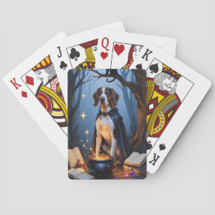 Bluetick Coonhound Whimsical Halloween Painting Poker Cards