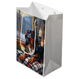 Bluetick Coonhound With Christmas Lights Holiday Medium Gift Bag
