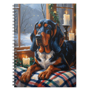 Bluetick Coonhound With Christmas Lights Holiday Notebook