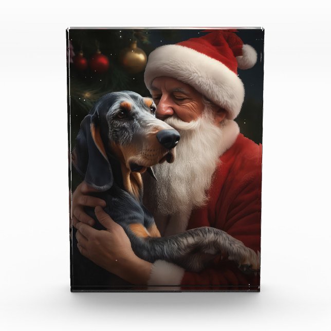 Bluetick Coonhound With Santa Claus Christmas Acrylic Award (Front)