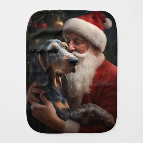 Bluetick Coonhound With Santa Claus Christmas Baby Burp Cloth