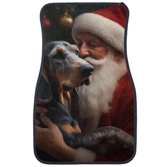 Bluetick Coonhound With Santa Claus Christmas Car Floor Mat (Front)