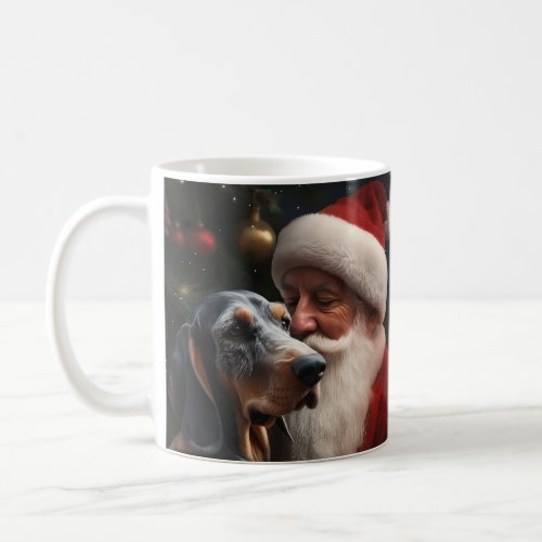 Bluetick Coonhound With Santa Claus Christmas Coffee Mug