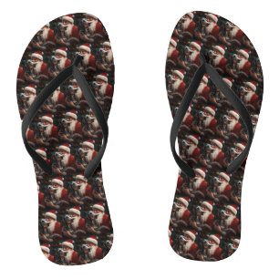 Bluetick Coonhound With Santa Claus Christmas Flip Flops