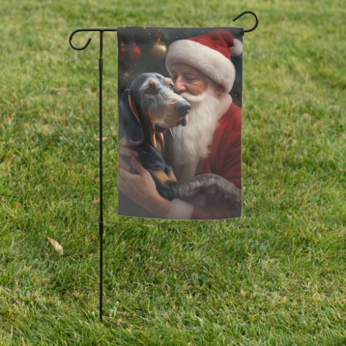 Bluetick Coonhound With Santa Claus Christmas Garden Flag