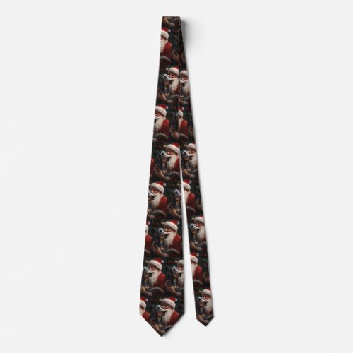 Bluetick Coonhound With Santa Claus Christmas Neck Tie