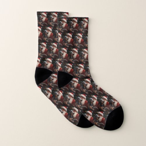 Bluetick Coonhound With Santa Claus Christmas Socks