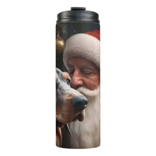 Bluetick Coonhound With Santa Claus Christmas Thermal Tumbler