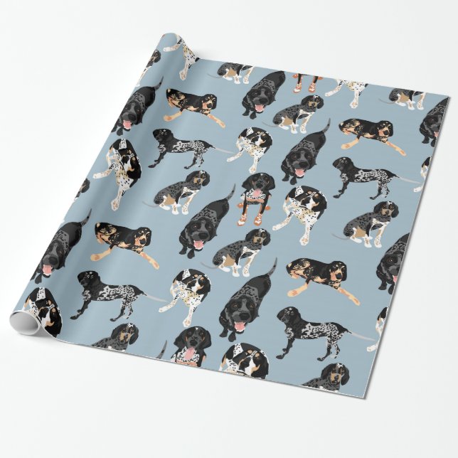 Bluetick Coonhound Wrapping Paper (Unrolled)