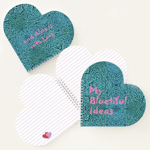 Bluetiful Ideas Sparkling Blue Water Heart Shaped Notebook
