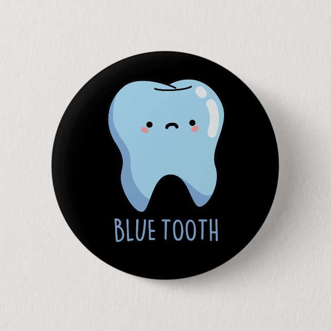 Bluetooth Funny Technical Blue Tooth Pun Dark BG Button (Front)