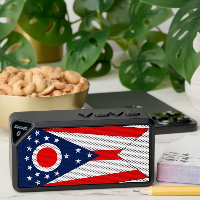 Bluetooth speakers with flag of Ohio, USA (Insitu(Table))