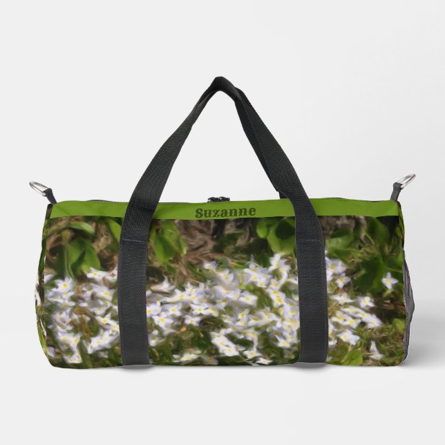 Bluets Tiny Flowers Oil Painting Personalized Duffle Bag (Front)
