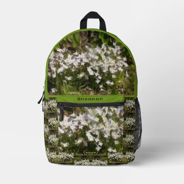 Bluets Tiny Flowers Oil Painting Personalized Printed Backpack (Front)