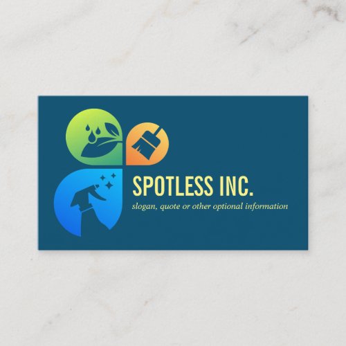 Bluette Modern Trendy Cleaning services logo Business Card