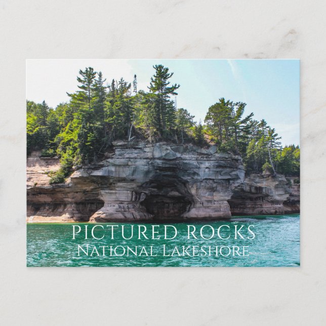 Bluffs and Caves, Lake Superior, Pictured Rocks MI Postcard (Front)