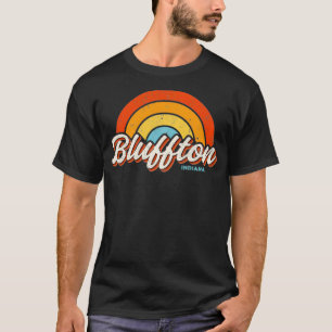 Bluffton Indiana IN Vintage Rainbow Retro 70s T-Shirt